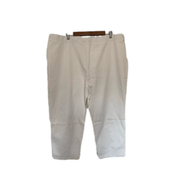 LOGO by Lori Goldstein Spring Cottagecore White/Ivory Pull On Capri Pants 24W - Picture 1 of 8